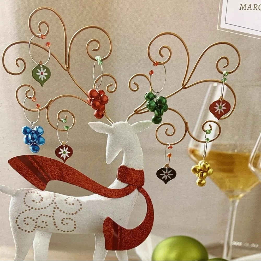 Pier 1 Imports Reindeer Drink Wine Charm Set